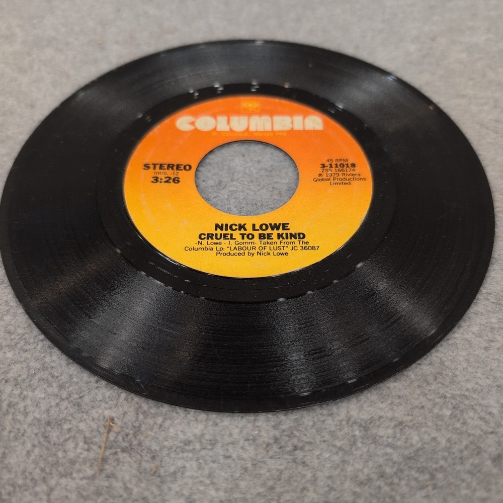 Nick Lowe Cruel To Be Kind Grey Ribbon 1979 Columbia‎ 45 RPM Vinyl 3-11018 - Picture 4 of 4